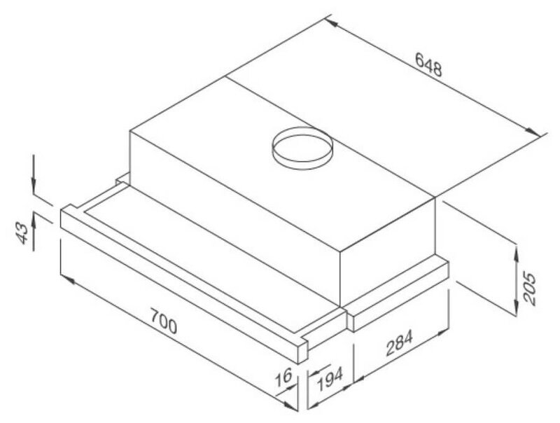 Kích thước lắp đặt máy hút mùi Malloca MH 70SMC