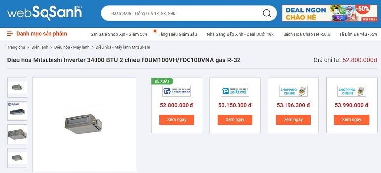 Giá điều hòa Mitsubishi Inverter 34000 BTU 2 chiều FDUM100VH/FDC100VNA phải chăng 