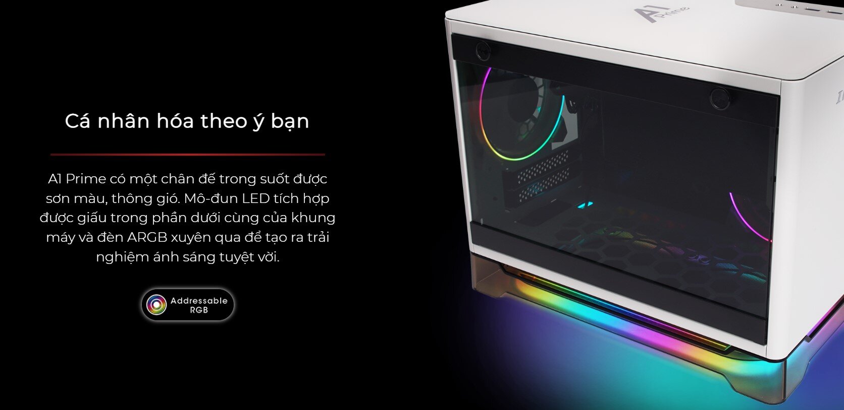 Vỏ Case Inwin A1 Prime Black ( Mini Tower / Màu Đen/ Gắn sẵn bộ nguồn INWIN 750W 80plus GOLD và 2 Fan)