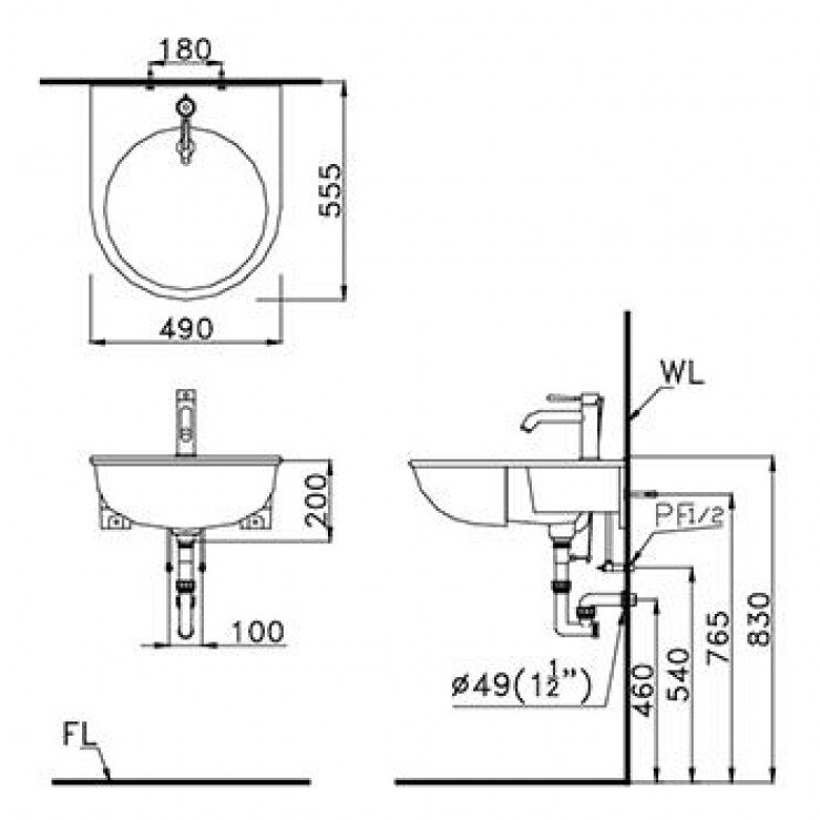 Bản vẽ kỹ thuật tủ lavabo Caesar LF5302