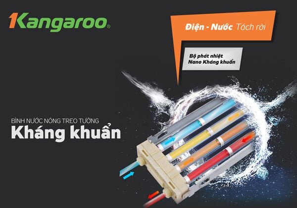 Máy nước nóng trực tiếp Kangaroo KG588WP còn sở hữu công nghệ kháng khuẩn Nano Crystal