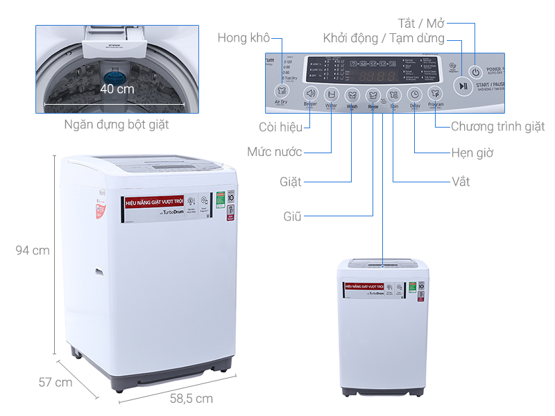 Máy giặt LG Inverter 8.5 kg T2385VSPW Máy giặt LG Inverter 8.5 kg T2385VSPW