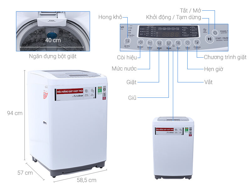 Máy giặt LG Inverter 8.5 kg T2385VSPW Máy giặt LG Inverter 8.5 kg T2385VSPW