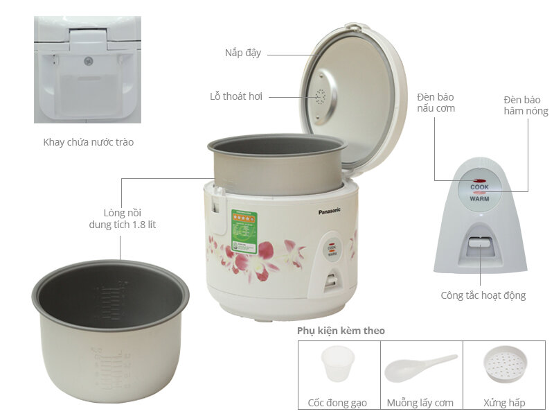 Nồi cơm điện Panasonic 1.8 lít SR-MEV18HRA Nồi cơm điện Panasonic 1.8 lít SR-MEV18HRA