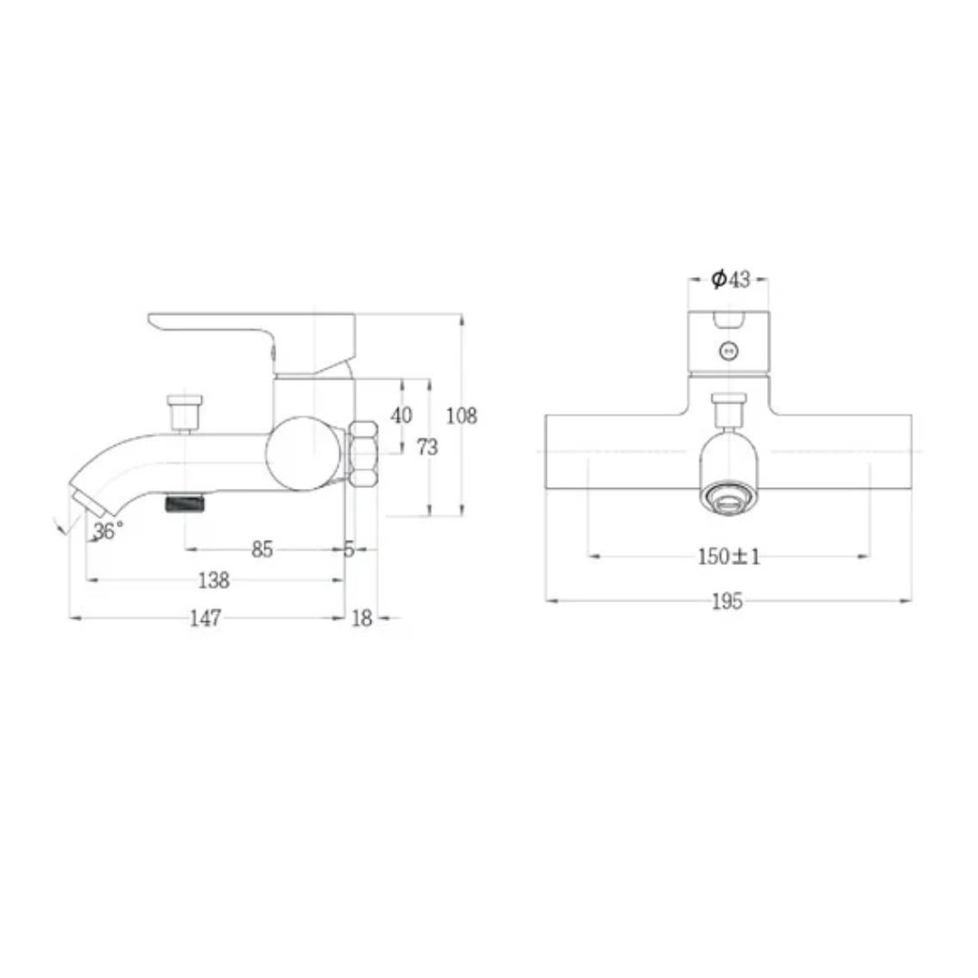 Bản vẽ kỹ thuật bộ sen tắm cây nóng lạnh CAESAR S523C