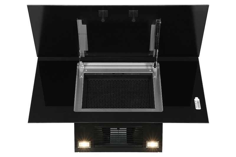 Máy hút mùi kính vát Bosch DWK97JM60 tích hợp hệ thống bóng đèn LED tiết kiệm 80% điện năng (Ảnh: Bosch).