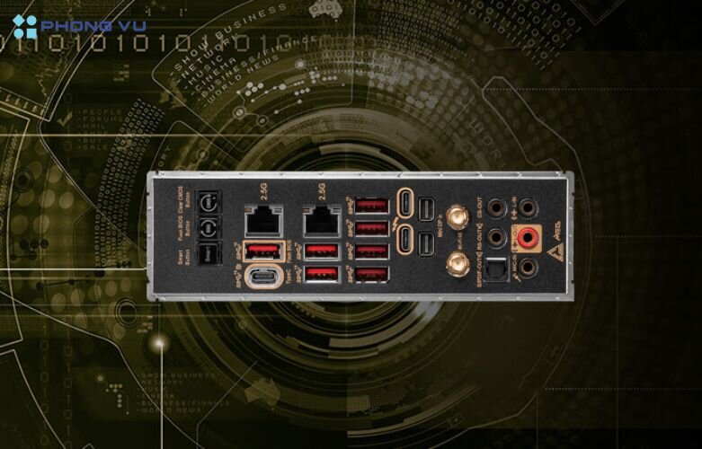 Điểm nhấn của MSI MEG Z790 ACE chính là 2 cổng Thunderbolt 4 (USB-C) trên bảng I/O