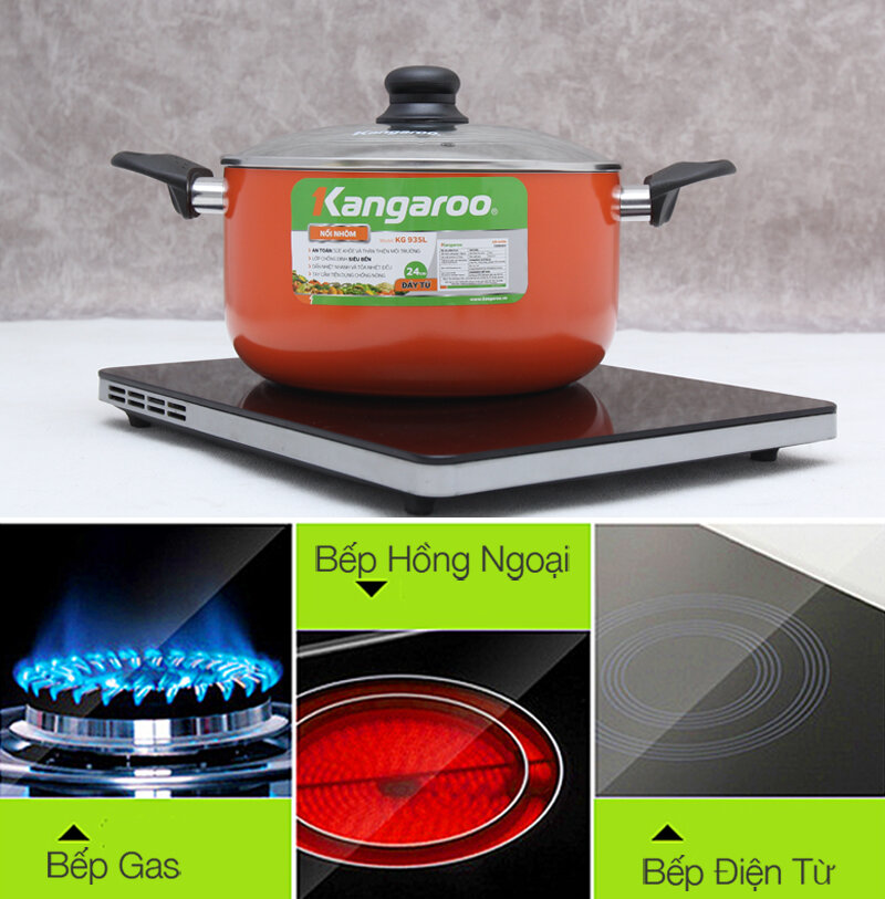 Nồi nhôm đáy từ chống dính 24 cm Kangaroo KG935L Nồi nhôm đáy từ chống dính 24 cm Kangaroo KG935L