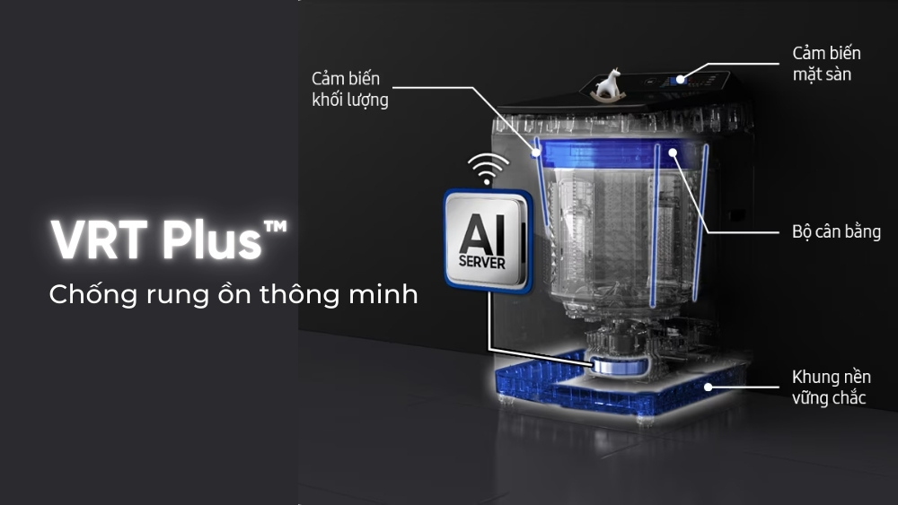Công nghệ VRT Plus™ giúp máy giặt vận hành ổn định, êm ái