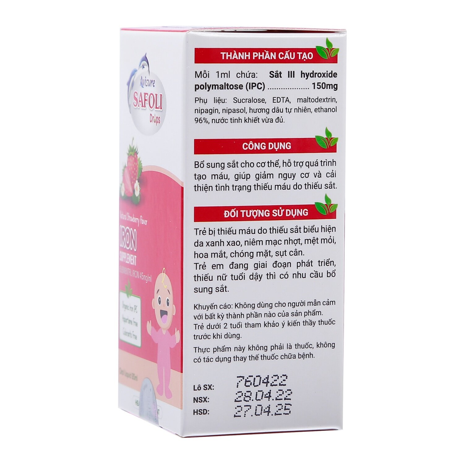 Thành phần cấu tạo siro bổ sung sắt - Avisure Safoli Drops 20ml