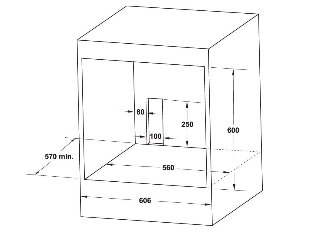 Kích thước lắp đặt của lò nướng Hafele HO-4K70A (538.61.451)