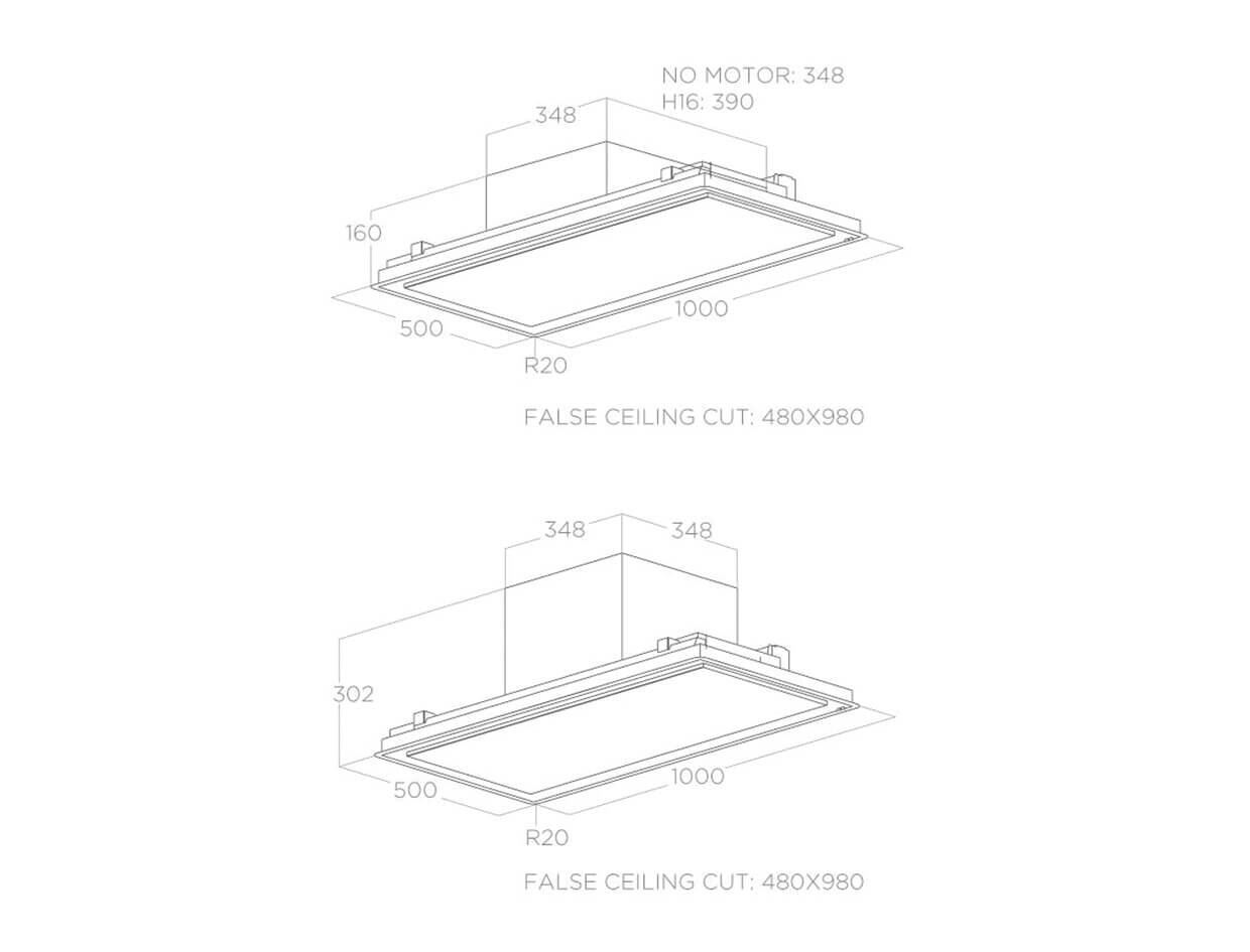 Bản vẽ kỹ thuật máy hút mùi âm trần ELICA ILLUSION