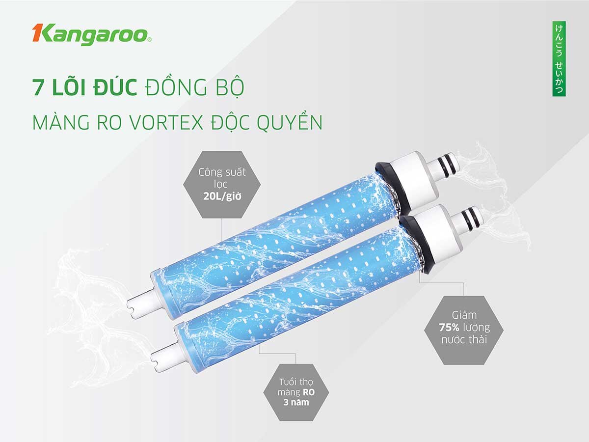 Máy lọc nước RO Kangaroo KG100EW có hệ thống 7 lõi lọc