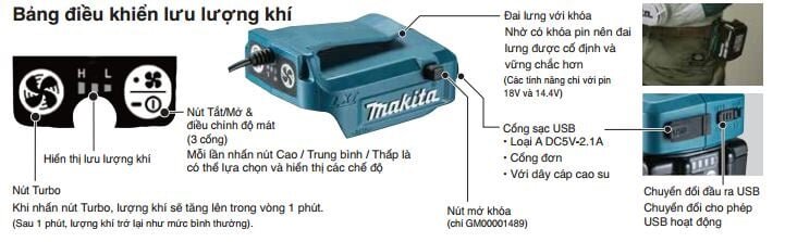 Bộ chuyển đổi dùng cho áo khoác làm mát Makita 198731-4 Bộ chuyển đổi dùng cho áo khoác làm mát Makita 198731-4