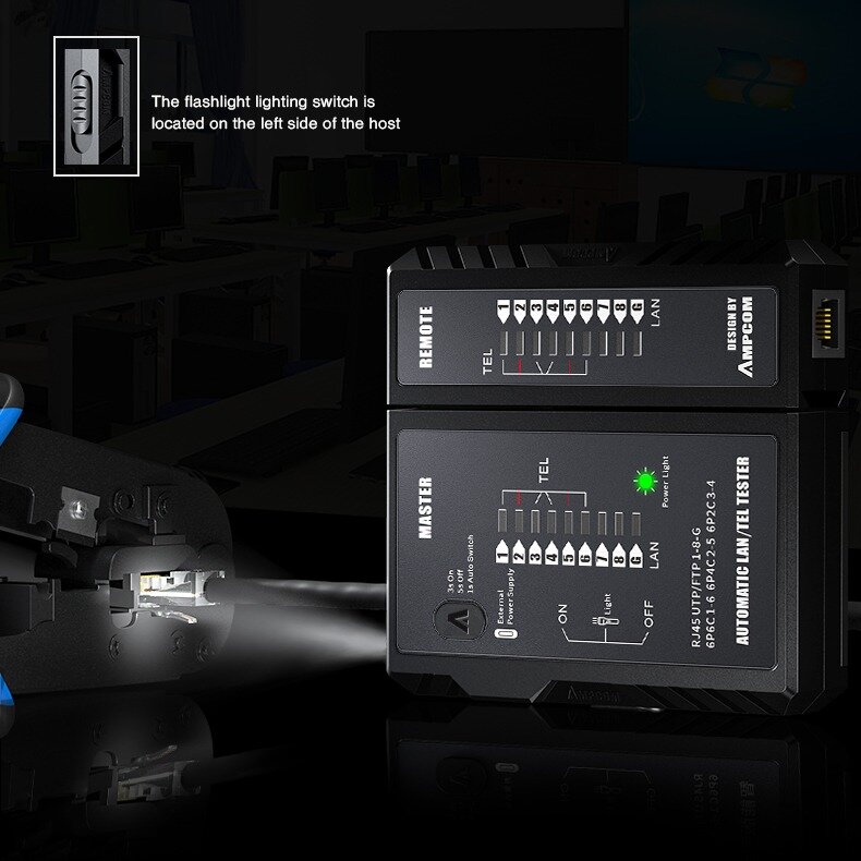 Bộ test mạng AMPCOM (PD USB) Black (Automatic) AMBKZRJ4511 6