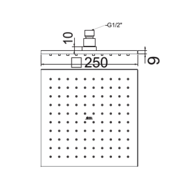Bản vẽ kỹ thuật đầu sen tắm phun mưa American Standard 250mm FFASS038