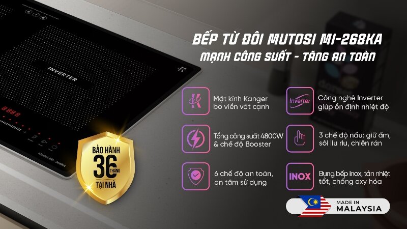 Bếp từ đôi Mutosi MI-268KA