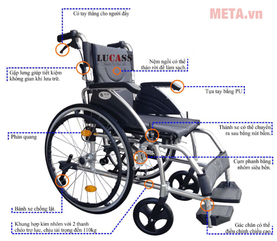 Xe lăn cao cấp Lucass X-600 Xe lăn cao cấp Lucass X-600