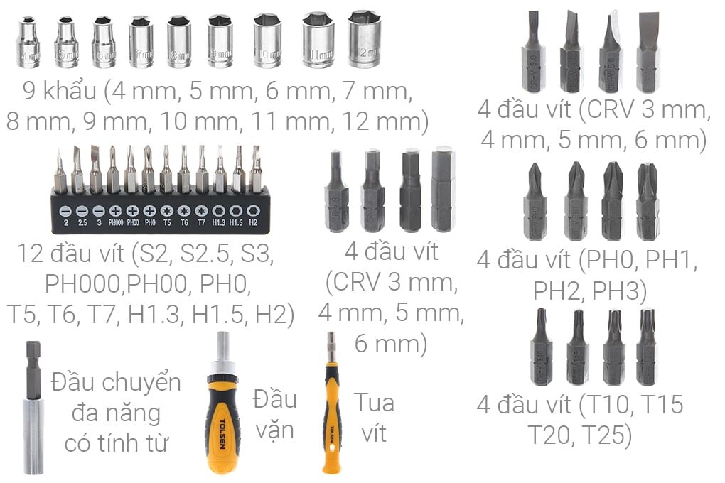 Tolsen 20041 có 9 đầu khẩu Tolsen 20041
