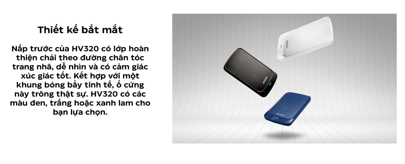 Ổ cứng di động Adata HV320 1TB màu trắng (AHV320-1TU31-CBK)