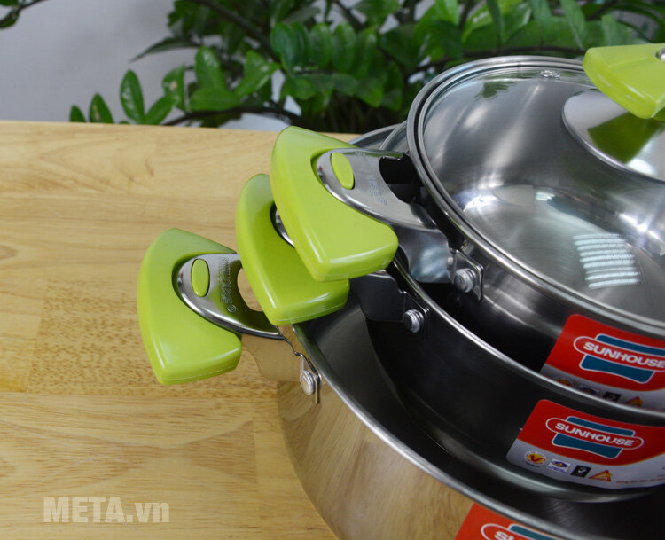 Bộ nồi inox 3 đáy Sunhouse SH336 (3 chiếc)