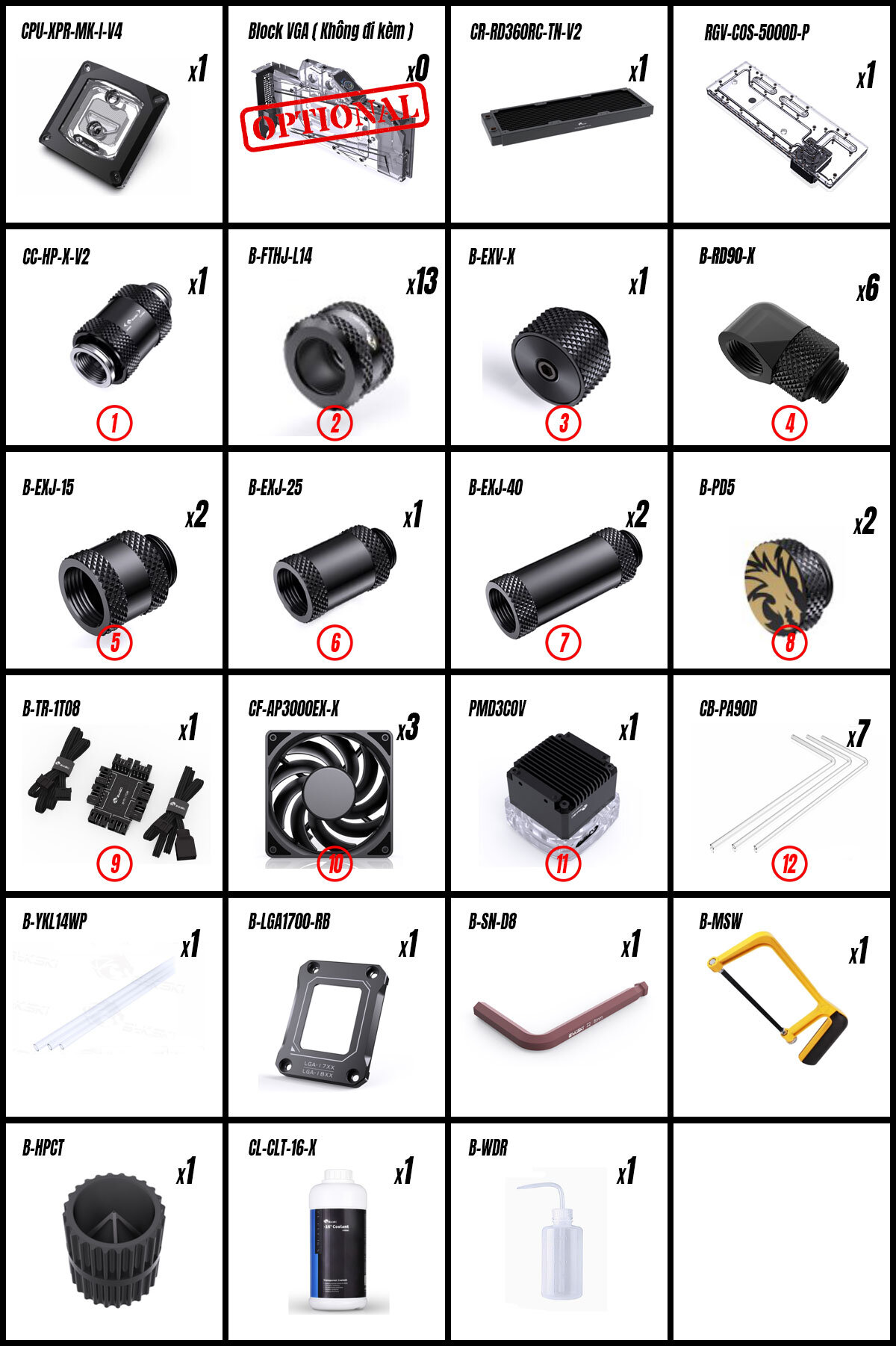 Trọn bộ tản nhiệt nước Custom Bykski x Corsair 5000D DIY KIT - Black