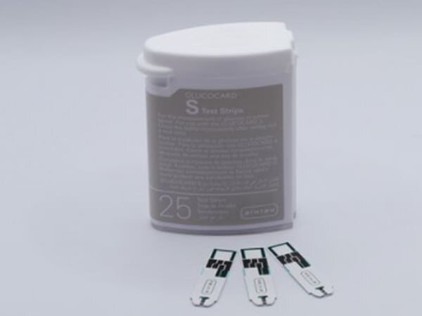 Hình ảnh que thử đường huyết Arkray Glucocard S (Hộp 25 que) Hình ảnh que thử đường huyết Arkray Glucocard S (Hộp 25 que)