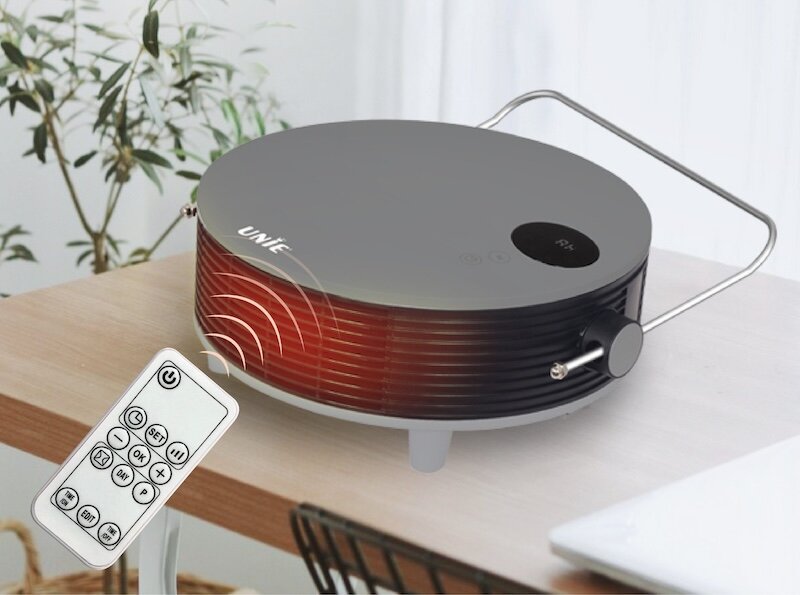 Máy sưởi gốm Unie UE-125 có thiết kế hình tròn nhỏ gọn (Ảnh: Unie).