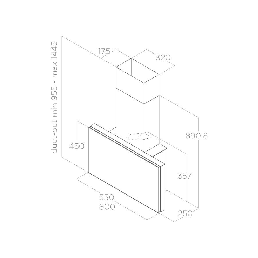 Bản vẽ kỹ thuật máy hút mùi áp tường ELICA PLAT