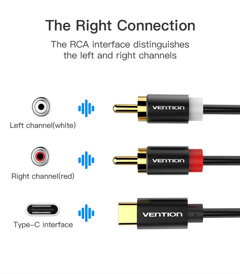 Cáp chuyển đổi Type C sang 2 cổng Audio 0.5m Vention BGDBD - GIAC160