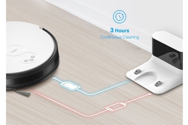 Dung lượng pin lớn cho thời gian sử dụng lên tới 3 giờ Robot hút bụi Tapo RV10