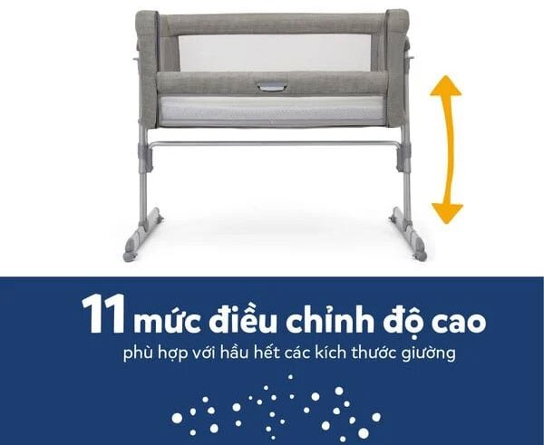 Nôi ngủ cạnh giường Joie Roomie Glide Foggy Gray