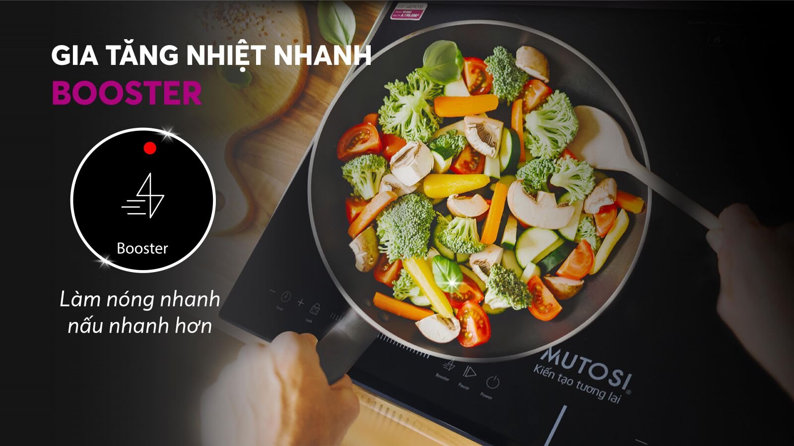 bếp từ Mutosi MI-88DI có chức năng gia nhiệt Booster giúp nấu ăn nhanh