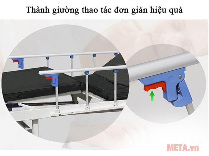 Giường y tế Nikita NKT A01-II có lan can Giường bệnh nhân