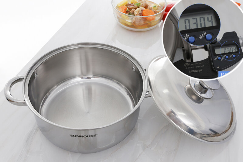 Bộ 2 nồi inox 3 đáy nắp inox Sunhouse SH332 Bộ 2 nồi inox 3 đáy nắp inox Sunhouse SH332