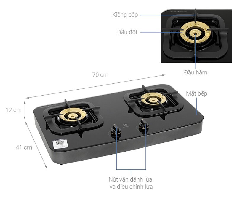 Thiết kế của bếp gas dương Electrolux ETG7286GKR