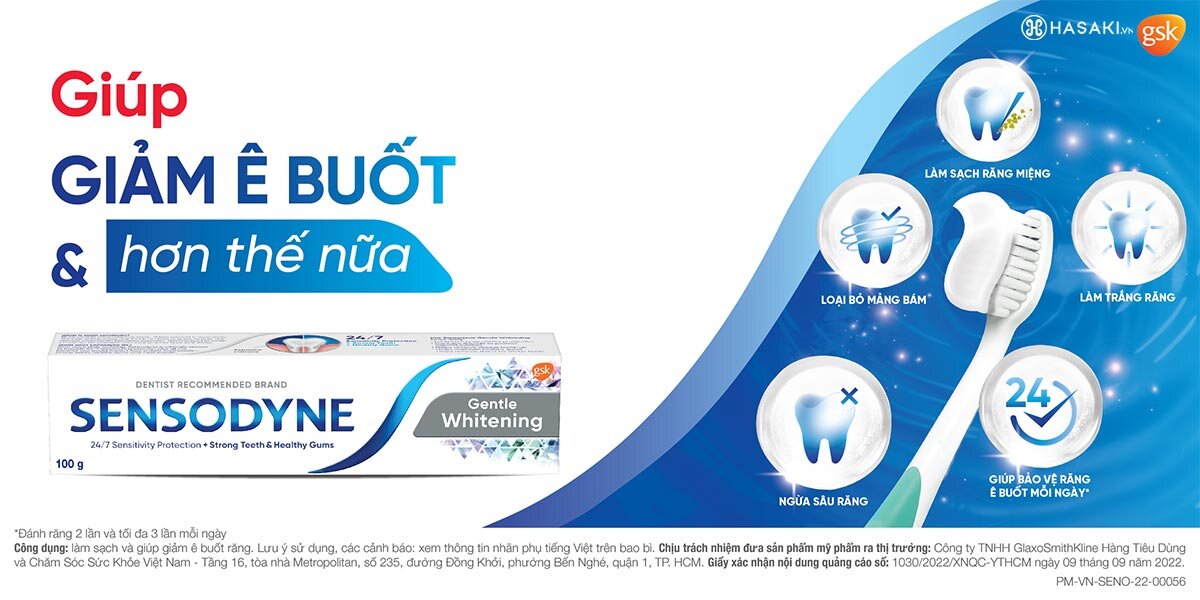 Kem Đánh Răng Sensodyne Gentle Whitening - Làm trắng răng tự nhiên & Giúp giảm ê buốt