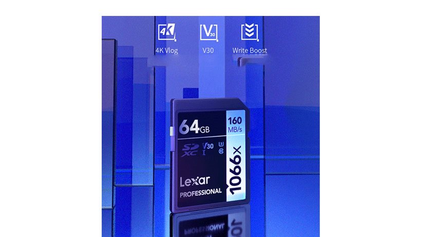 Thẻ nhớ SD Lexar Professional 1066x SDXC V30 64Gb (R/W:160/120M)