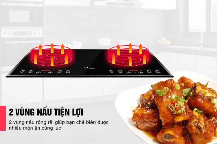 2 vùng nấu tiện lợi 