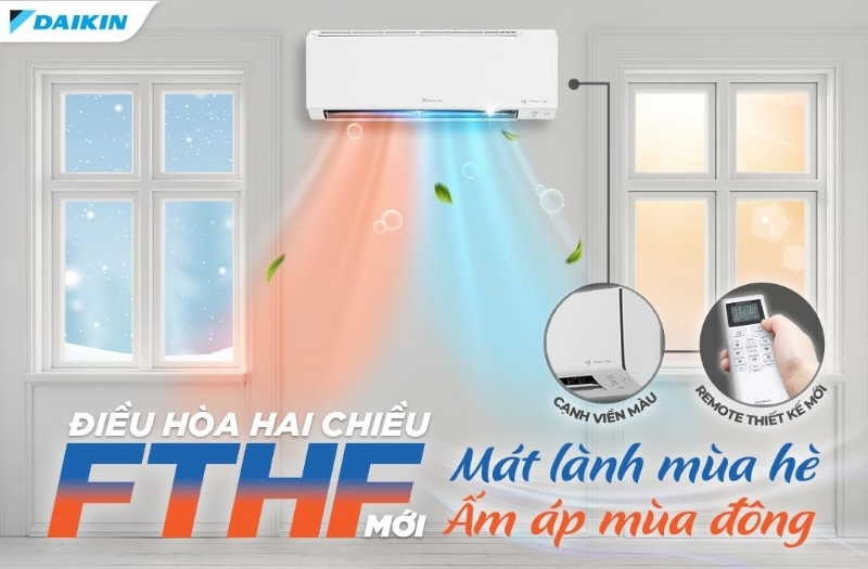Điều hòa Daikin Inverter 2 chiều 12000 BTU FTHF35XVMV/RHF35XVMV gas R-32 2 Điều hòa Daikin Inverter 2 chiều 12000 BTU FTHF35XVMV/RHF35XVMV làm mát sưởi ấm