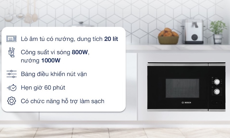 lò vi sóng âm tủ Bosch BEL520MS0K còn được trang bị nhiều tiện ích thông minh