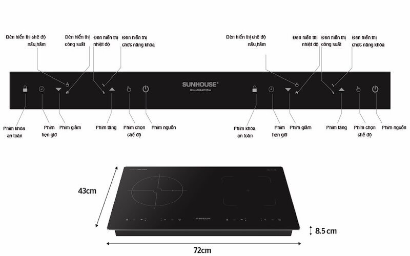 Bếp điện từ hồng ngoại Sunhouse SHB-EI77-Plus dễ dàng sử dụng