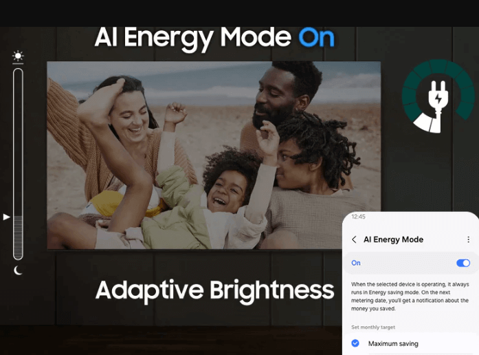 Tivi 75 inch Samsung UA65DU8000KXXV có chế độ tiết kiệm năng lượng AI Energy