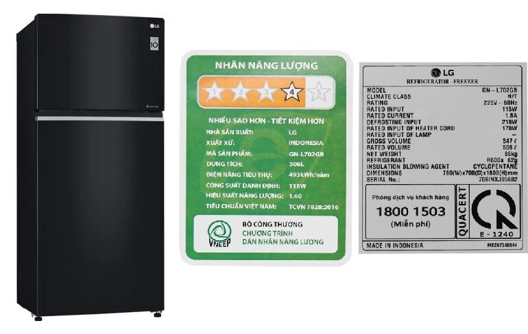 Thiết kế tủ lạnh LG 506 lít GN-L702GB sang trọng, hiện đại