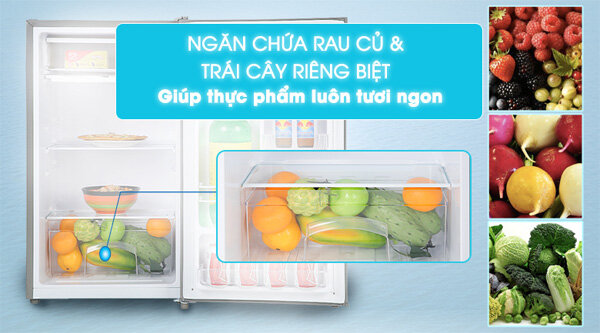 Ngăn chứa rau củ tiện lợi. Tủ lạnh mini Beko 93 lít RS9051P