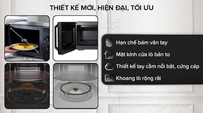 Lò vi sóng Toshiba MW3-MM25PE(BK) được thiết kế với kiểu dáng hiện đại,