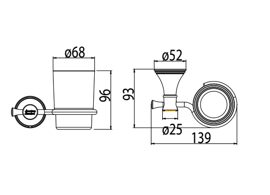 Bản vẽ kỹ thuật phụ kiện đựng ly American Standard Heritage WF-0284