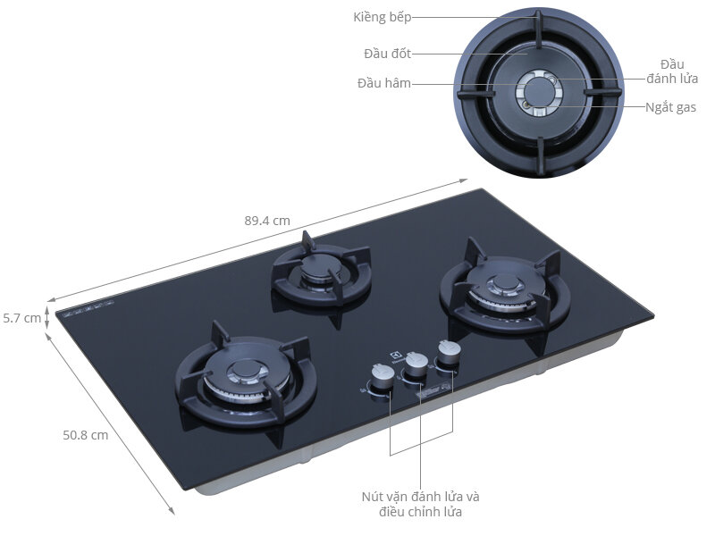 Bếp gas âm Electrolux EGT9637CK