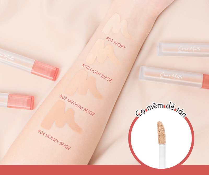 Kem Che Khuyết Điểm Mịn Lì Cathy Doll Cover Matte Concealer 2.4g với thiết kế đầu cọ mềm dễ tán, cho khả năng che phủ khuyết điểm hoàn hảo.