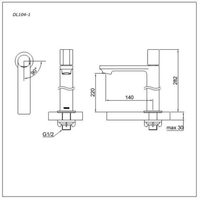 Bản vẽ kỹ thuật  vòi nước TOTO lạnh DL104-1